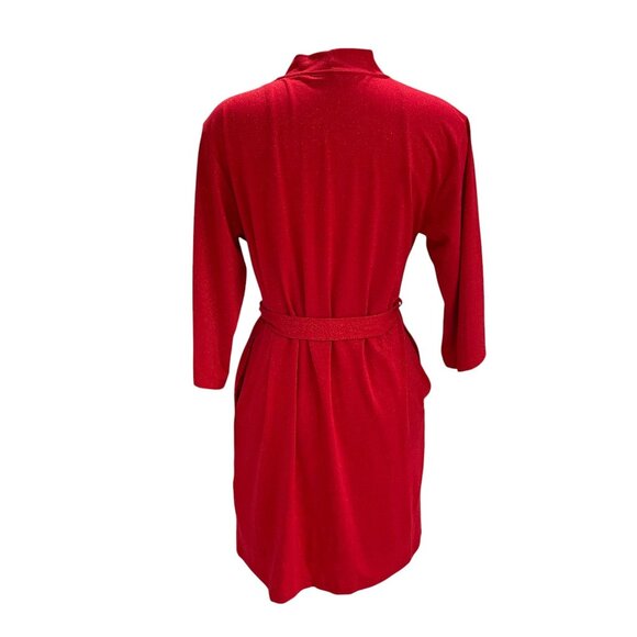 INC Red Sparkle Robe Nightgown Set XS Metallic Holiday Intimates Lounge Sleep - Picture 9 of 16